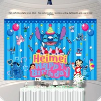 Personnalisation d'affiche d'anniversaire Lilo & Stitch, toile de fond sur le thème de Stitch, décoration suspendue, panneau photo en KT, impression numérique moderne pour fêtes