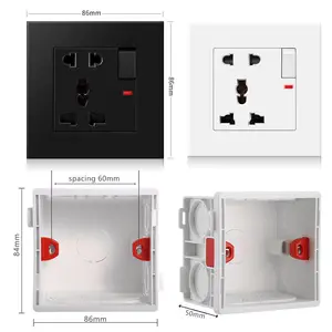 International Universal 86 PC Panel 5-Hole Wall Socket Outlet With One-Way Switch Plugs Sockets