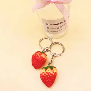Mini Key Chain Accessories Epoxy Resin Craft Realistic Fake Strawberry Decorative