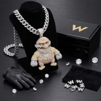 Colgante de Plata de Ley 925 con Incrustaciones de Moissanita, Diseño de Personaje de Dibujos Animados de Cuerpo Completo, Estilo Urbano, para Hombres y Mujeres, Ideal para Fiestas