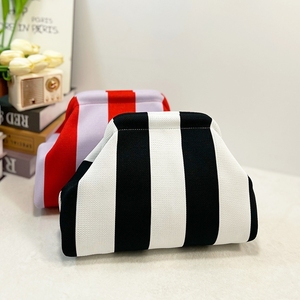 Nuevo Bolso Clutch de Gran Capacidad <span class=keywords><strong>para</strong></span> Mujer, Moderno, Tejido, de Dos Colores, con Rayas, de Poliéster, <span class=keywords><strong>para</strong></span> Cosméticos - Product Image 2