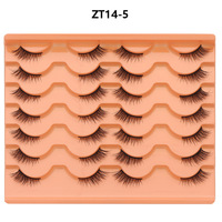 14 paires de demi-cils style œil de chat, tendance Moyen-Orient, faux cils 3D en vison synthétique, réutilisables, bande transparente douce, marque privée