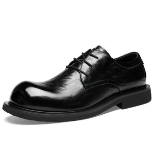 Fapai Dushi Chaussures habillées formelles en cuir véritable noir pour hommes, à bout rond et à lacets, pour le bureau et le travail - Product Image 5