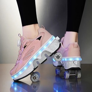 Meilleur cadeau pour les filles Patins à roulettes d'extérieur rétractables à quatre roues Modes commutables pour les divertissements d'été - Product Image 6