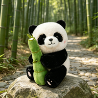 Boneka Panda Memegang Bambu Bahan Flanel PP Cotton Plush, Bantal Mainan, Suvenir Perjalanan, Hadiah Ulang Tahun untuk Anak-Anak
