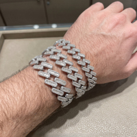 Bracelet cubain personnalisé en moissanite taille baguette, style hip-hop glacé pour homme, passe le test du diamant, bijoux en gros