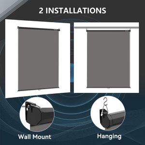 RAUBAY Retractable Pull Down Gray Screen-Polyester Wrinkle Resistant Anti-Glare 59.8" X 86.6" Collapsible Wall-Mount Background - Product Image 5