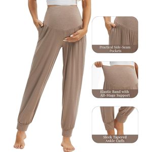 Pantalon de grossesse personnalisé pour femme en bambou, taille haute, doux, extensible, couvrant le ventre - Product Image 3