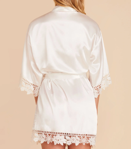 Vendita Diretta dalla Fabbrica, Vestaglie da Donna Personalizzate <span class=keywords><strong>con</strong></span> Logo Stampato, Nuovo Design in Raso di Seta Morbido, Vestaglie Corte <span class=keywords><strong>con</strong></span> <span class=keywords><strong>Polsini</strong></span> in Pizzo per Set <span class=keywords><strong>Pigiama</strong></span> Estivo Casual Personalizzato - Product Image 6