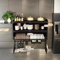 Égouttoir de cuisine moderne à double couche, multifonctionnel en métal et PC, organisateur de vaisselle anti-poussière avec drain pour usage domestique