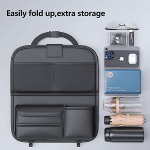 Organisateur de siège arrière de voiture personnalisé en usine avec plateau, table de voiture pliable pour appuie-tête de siège arrière avec grandes poches en cuir imperméable - Product Image 6