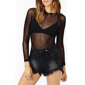 <span class=keywords><strong>Camicia</strong></span> a Maniche Lunghe da Donna in Rete <span class=keywords><strong>Trasparente</strong></span> <span class=keywords><strong>Nera</strong></span> con Inserti, Super Elastica, Sottile e Sexy, per Primavera e Autunno - Product Image 1