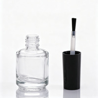 Vente en gros de flacons de vernis à ongles de luxe vides de 15 ml, flacon de vernis à ongles en verre transparent rond avec bouchon et pinceau souple