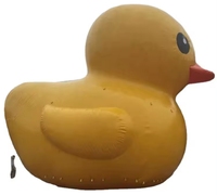 Jouet gonflable de canard de logo d'impression de peau jaune, ballon vert gonflable de mascotte de canard d'exposition