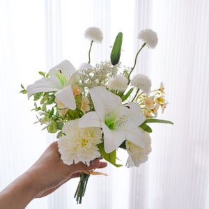 ช่อดอกคาร์เนชั่นลิลลี่ประดิษฐ์ CallaFloral ทำจาก PVC นุ่ม สำหรับตกแต่งงานแต่งงานและบ้าน ช่อดอกไม้แบบถือ CF01181A - Product Image 2