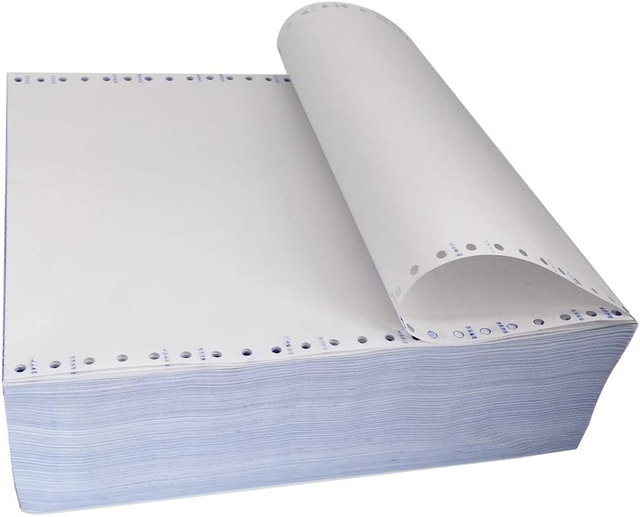 2-Ply 3-Part Continuous Feed NCR Carbonless Paper 9-1/2 x 11\" 1000 Count Blue Image for Dot Matrix Inkjet/Laser Printers