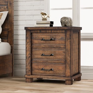 Three Drawer Reclaimed Solid Wood Farmhouse <strong>Nightstand</strong> - Product Image 6