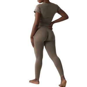 Womens Workout <b>Sets</b> 2 Piece Seamless Fitness Scrunch Yoga Outfits Leggings <b>and</b> Crop <b>Top</b> Matching Athletic Gym Wear 2026 - Product Image 2
