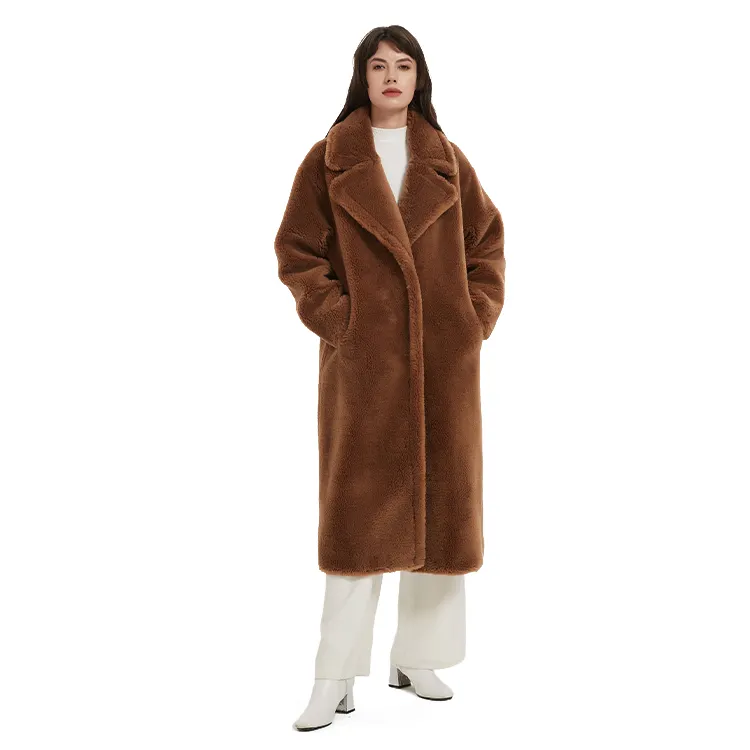 卸売高級高品質レディース冬暖かい女性カシミヤジャケットコート100% ピュアウール女性暖かいコートウインドブレーカー