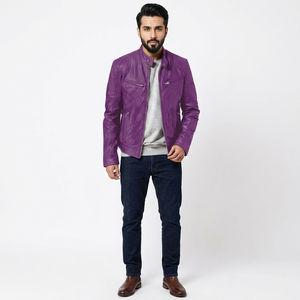 Customized Wholesale Fashion <b>Men</b> Solid Color <b>Leather</b> <b>Jacket</b> Custom Design Genuine <b>Leather</b> Fashion <b>jacket</b> for <b>men</b> - Product Image 1