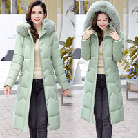 Manteau d'hiver rembourré pour femmes, taille plus, mi-long, style coréen, veste épaisse pour femmes avec capuche en fourrure