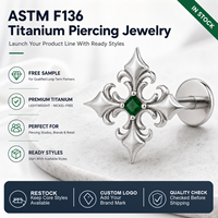 JiaXin ASTM F136 Titane de qualité implantable, Stud Labret à filetage interne, Bijou corporel en Zircon Cubique pour Cartilage, Tragus, Hélix, Conch