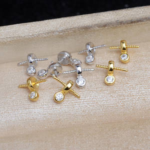 อุปกรณ์ทำเครื่องประดับเงินแท้ 925 ถาดเปล่าสำหรับใส่ไข่มุก 5828 ขนาด 7-8 มม. ตัวล็อคเงิน ตัวเชื่อมต่อแบบเส้น สำหรับงานเครื่องประดับ - Product Image 2