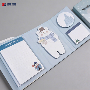 SK <b>Cute</b> Polar <b>Bear</b> Memo Pad Set With Sticky Notes And Notepad Blue Winter Theme Self-Adhesive Design - Product Image 1