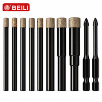 Set Bor Inti Berlian Vakum BEILI 10 Pcs untuk Pengeboran Kering, Cocok untuk Porselen, Keramik, Marmer, Kaca, dengan Kotak