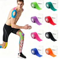 Plester Kinesiologi Katun Tahan Air Warna-warni Elastis untuk Olahraga, Penyangga Otot, Pereda Nyeri, Bentuk Kustom Tersedia