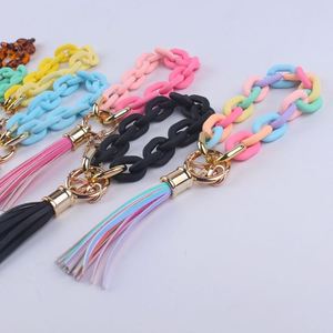 2025 New Arrival Ins Hot Selling Acrylic Decorative Splicing Korean Bracelet <b>Key</b> Chain with Multi-color for Women's <b>Key</b> <b>Ring</b> - Product Image 5