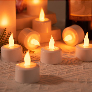 12 pièces 3D vraie flamme Fickering sans flamme Rechargeable Led bougies chauffe-plat pour la décoration de vacances - Product Image 1