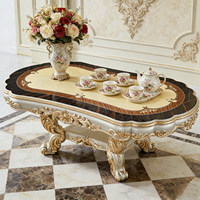 Table à manger en chêne de style européen, design français-américain, bois massif, plateau ovale en marbre, accents émeraude et or champagne, 8 places, pour la maison