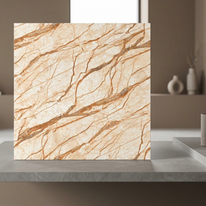 Carreaux de sol en porcelaine effet marbre onyx rose, brillants, en céramique, 600x600mm, pour hôtels et maisons - Product Image 4