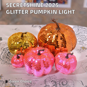 Décorations de boules disco citrouille lumineuses pour Halloween, citrouilles miroir réfléchissantes pour intérieur et extérieur - Product Image 2