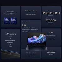 Nuevo Portátil Empresarial Metálico al por Mayor, Intel Core Ultra 7, 16 GB de RAM, 1 TB SSD, Pantalla Táctil AI de 14 Pulgadas, Win11 Pro, WiFi7, Inglés, 120 Hz