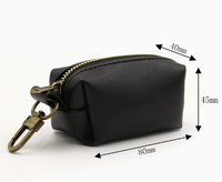 Porte-clés minimaliste en cuir avec fermeture éclair, porte-sacs à déjections canines, mini pochette de rangement pour sacs à déjections animales