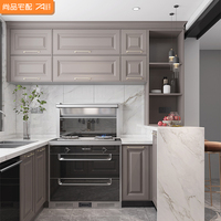 Armoires de cuisine modulaires modernes Wision avec options en verre et en marbre, dimensions personnalisées, ignifuges, écologiques, garantie de 5 ans