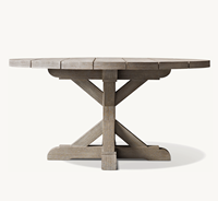 Mobilier d'extérieur Sassanid Design belge vintage Mobilier d'extérieur Table à manger ronde en teck à chevalet belge
