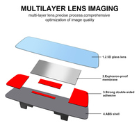 Lente de Micro Curvatura 3000R 2.5D Full Creen HD Glass Espejo retrovisor Interior del coche Accesorios para automóviles Espejo sin marco antideslumbrante