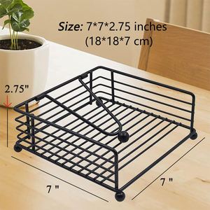 Elegent Flat Kitchen Accessories Farmhouse Iron Wire Square Lattice Napkin Tissue Holder for <b>Table</b> Rustic Metal Napkin Holder - Product Image 5