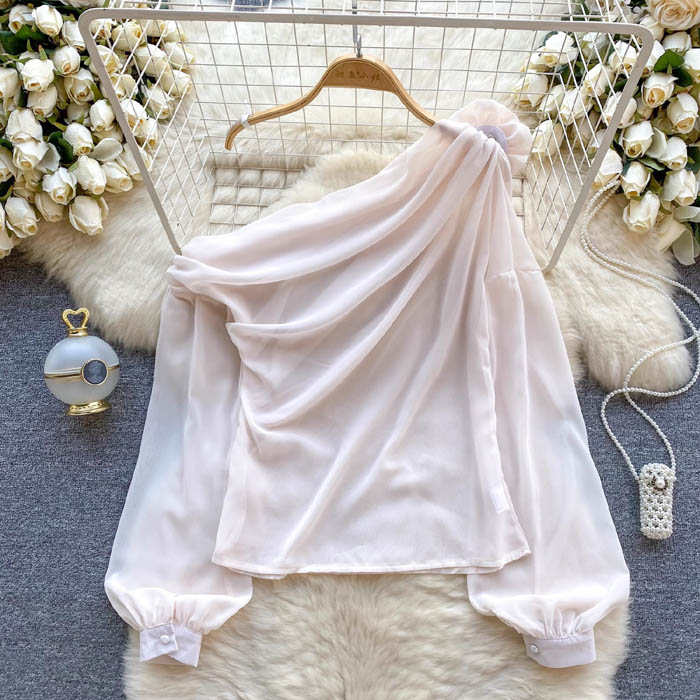 LY761 - Spring/summer 2024 Chiffon Blouse with 3D Florals