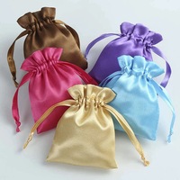 Sacs à cordon en satin imprimés sur mesure, sérigraphiés, doux, réutilisables, de luxe, pour extensions de cheveux, plusieurs couleurs