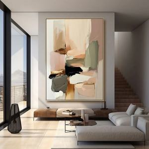 Art mural 3D vertical gris abstrait minimaliste contemporain sur toile pour la décoration de la maison et les galeries - Product Image 2