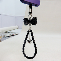 Porte-clés nœud perlé fait main, breloque de sac perlée, sangle de téléphone mignonne, cadeau de mariage, accessoire de bijouterie exquis en fausses perles