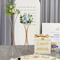 Centres de table floraux géométriques en métal doré HJ-13 pour mariages, anniversaires et fêtes – Décoration de table événementielle