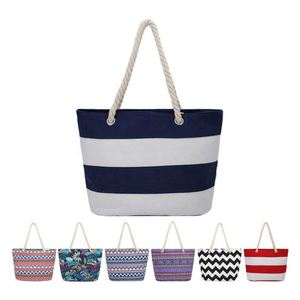 Sac à bandoulière en toile de coton personnalisé avec impression de fil, pour la plage, le shopping, l'été, avec fermeture éclair, pour femme, vente en gros - Product Image 2