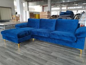 Sofá Seccional de Terciopelo Azul Marino <span class=keywords><strong>en</strong></span> Forma de <span class=keywords><strong>L</strong></span> de 3 Plazas para Sala de Estar, Venta al por Mayor de Fábrica IDAO - Product Image 6
