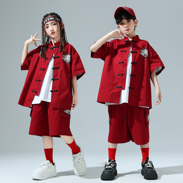Children's Hip-Hop Chinese Style Performance Costume Walk Show Set Unisex New Chinese Street Dance Performance Trendy Clothing