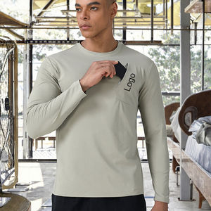Camiseta Deportiva de Manga Larga con Cuello Redondo para Hombre, de Alta Calidad, Tendencia, 100% Poliéster, Resistente a las Arrugas, Personalizable, Compresión Atlética, 180g - Product Image 3